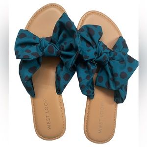 West Loop green/polka dot sandals size S(5/6) and M(7/8)